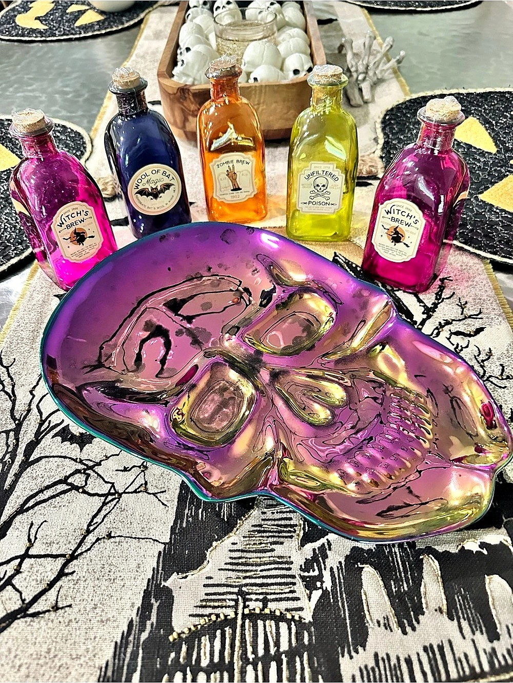 Halloween Decorative Glass Potion Bottle Set